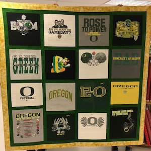 Custom T-Shirt Quilt - Oregon Ducks Themed
