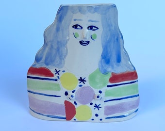 Blue hair vase