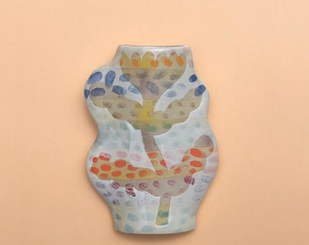 Colourful spots flower wall vase