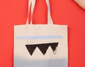 Dip dyed hand painted cotton tote bag