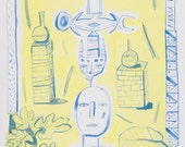 Musee Tiskiwin Riso Print blue and yellow