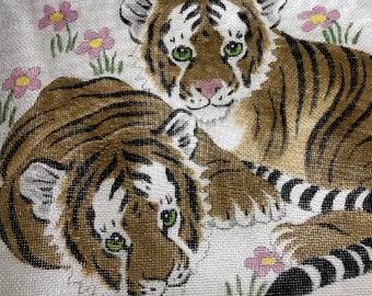 Bengal Tigers  | Needlepoint Canvas | Baby Bengal Cats | 14 Count | Vintage Canvas