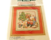 Bucilla Cross Stitch Picture or Pillow Kit, Best of Christmas, Vintage Bucilla Santa Claus Kit, Holiday Crafts