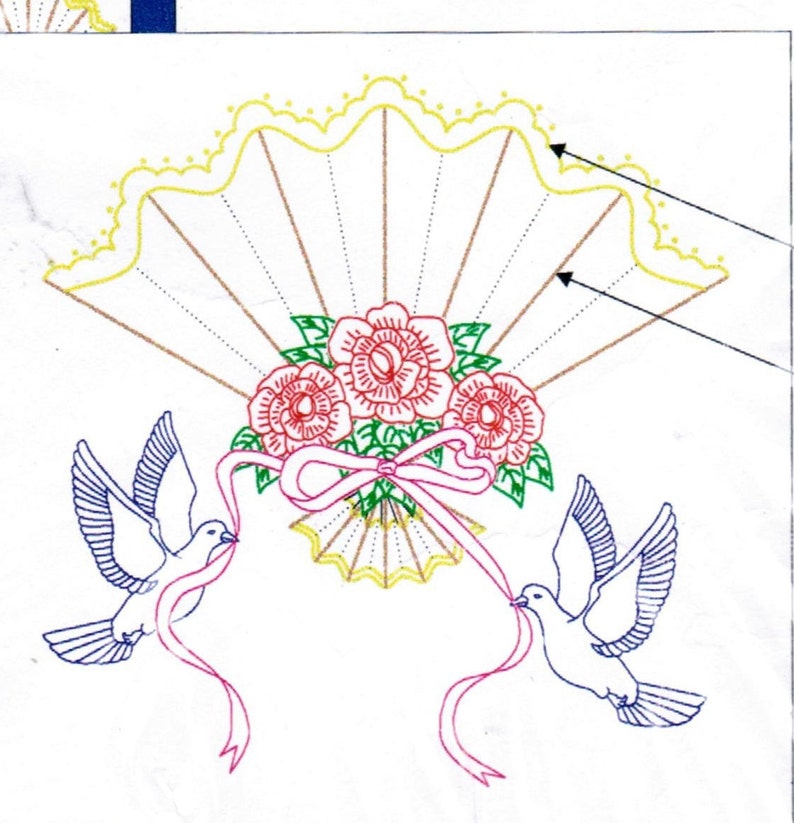 Vintage Jack Dempsey White Quilt Blocks, Needle Art Embroidery, Fan