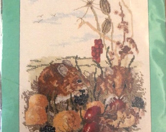 Nature Trail Cross Stitch Kit | Field Mice Country Design | DMC Kit 1560