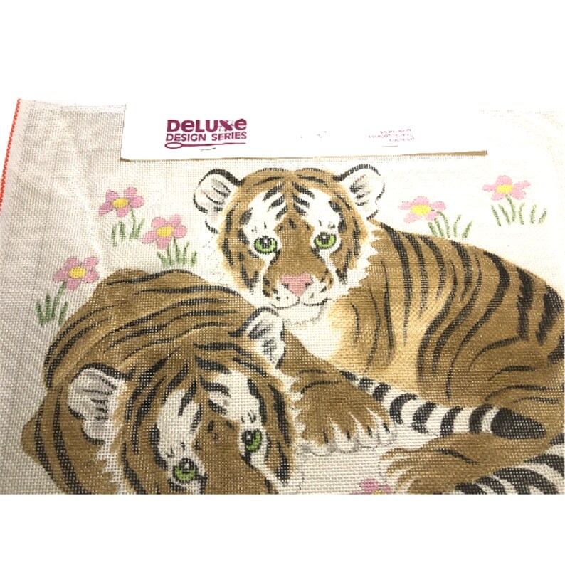 Bengal Tigers Needlepoint Canvas Baby Bengal Cats 14 Count Vintage Canvas image 4