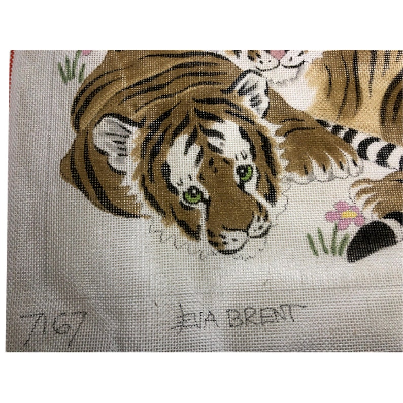 Bengal Tigers Needlepoint Canvas Baby Bengal Cats 14 Count Vintage Canvas image 5