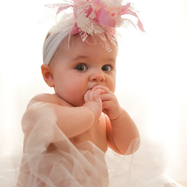 Baby Girl Headbands... Baby Headband...Vintage inspired Big Puff Headband... Baby Bow Headband... Newborn Headband
