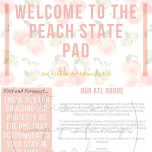 CUSTOM Short-Term Rental Property WELCOME BOOK- Atlanta Edition, Airbnb, vrbo, str, information pamphlet