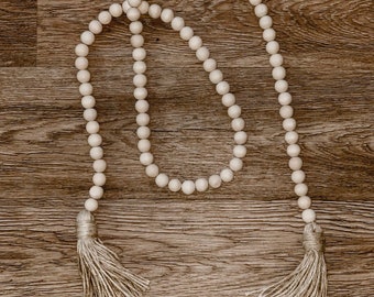 WOOD BEAD GARLAND | Farmhouse Decor
