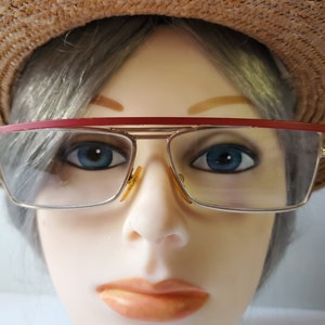 Vintage 80s New Wave Red Rectangle Statement Eyeglasses Eyeglass Frames