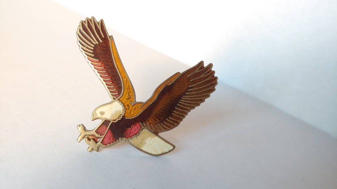 Vintage American Bald Eagle Large Enamel Pinback Lapel Hat Pin Etsy