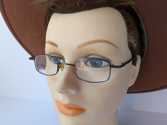 Vintage Small Square Rectangular Eyeglasses Metal… - image 7