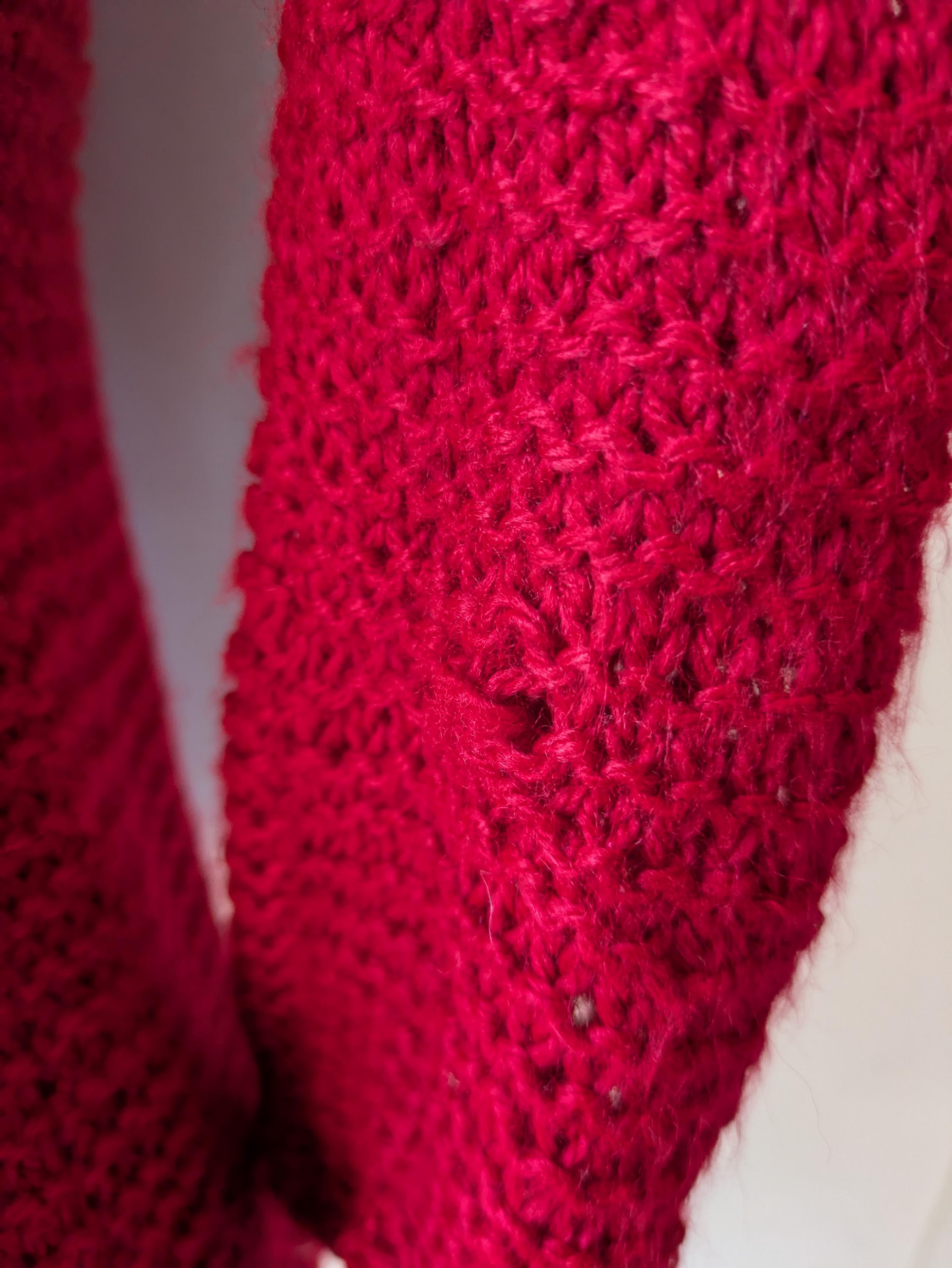 Vintage Cute Red Chunky Tight Sweater With Pocket Womens Size 