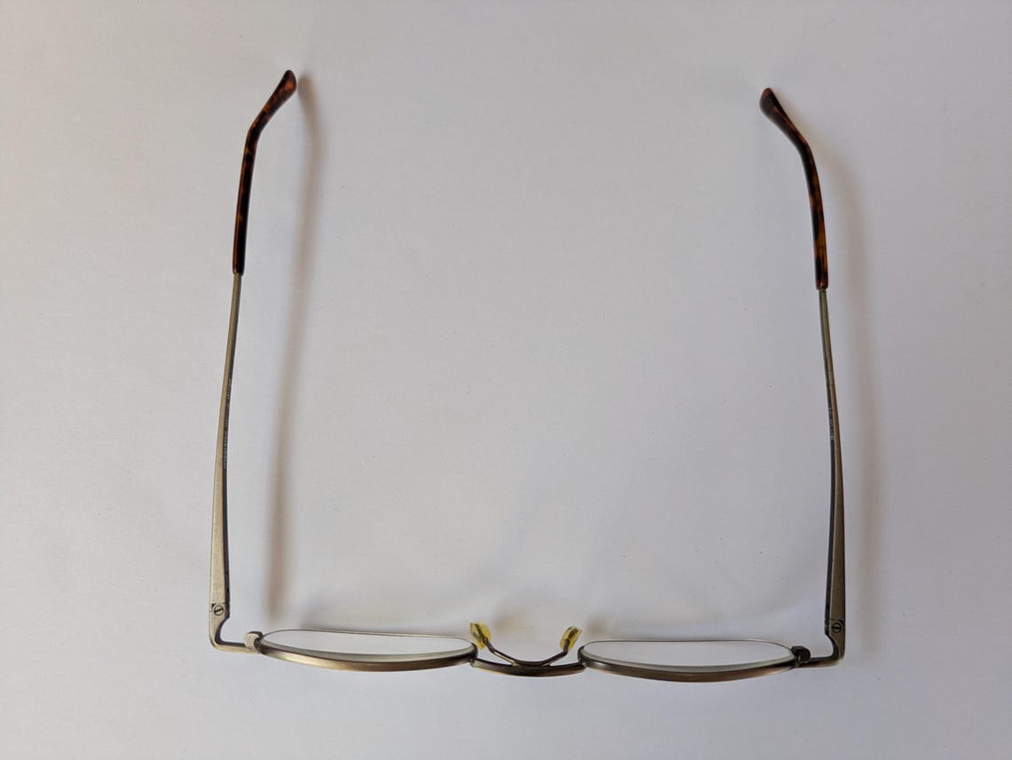 Vintage Small Rectangular Metal Rim Eyeglasses Square Reading Glasses ...