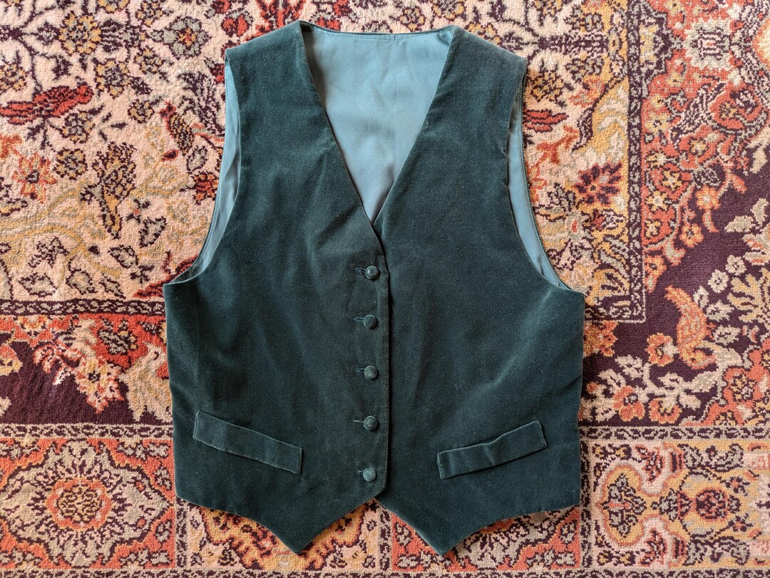 Vintage Olive Green Velvet Vest