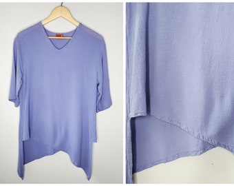 Vintage 90s Lavender Oh My Gauze Handkerchief Pastel Cotton Tunic Top Size 1 40 Small M