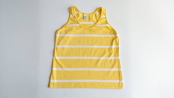 Vintage 80s Yellow and White Striped Retro Tank To