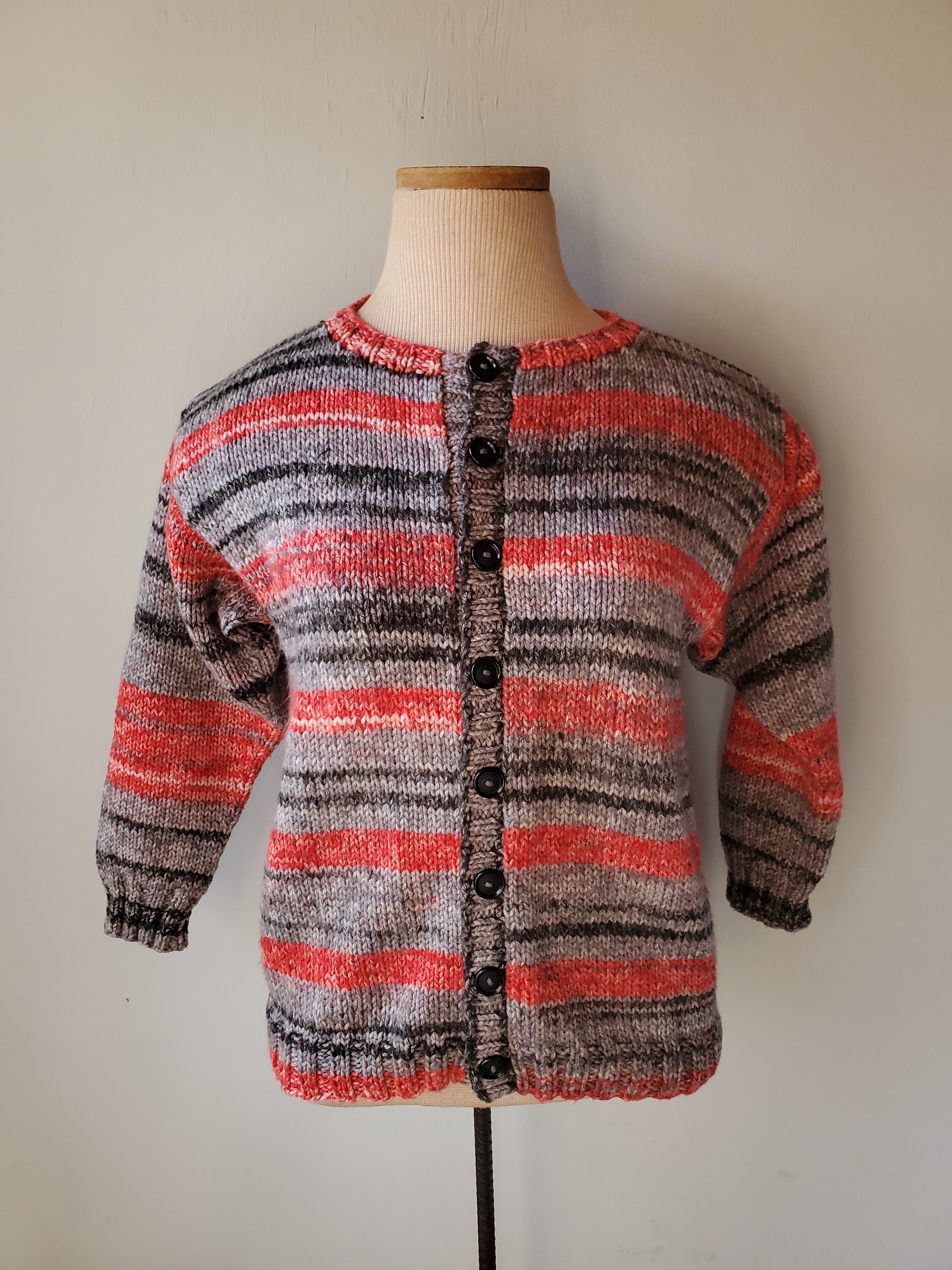 Vintage Handmade Rockabilly Striped Tight Cardigan Sweater Womens  