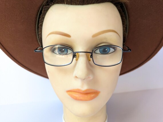Vintage Small Square Rectangular Eyeglasses Metal… - image 4