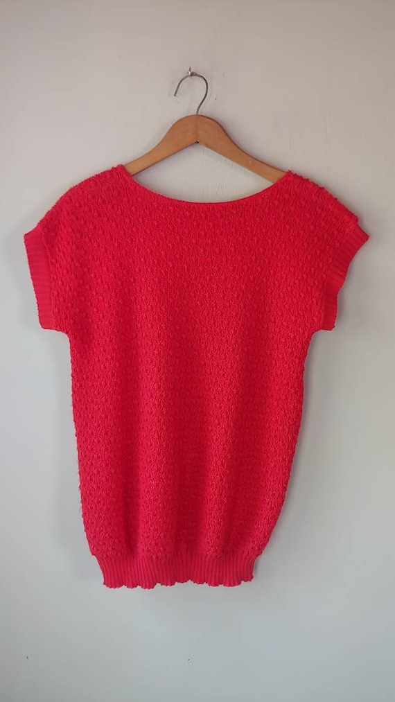 SALE Vintage 80s Coral Short Sleeve Slouchy Long … - image 5