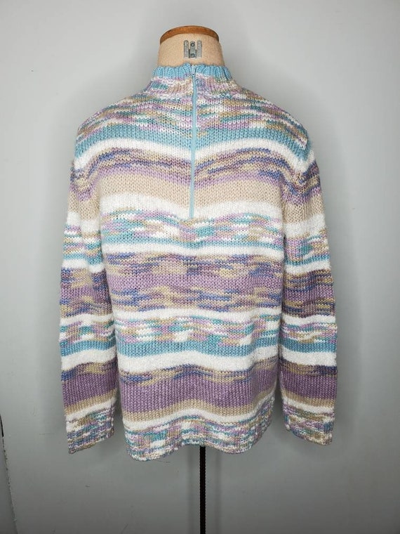 SALE Vintage 80s Kawaii Colorful Pastel Knit Mock… - image 10