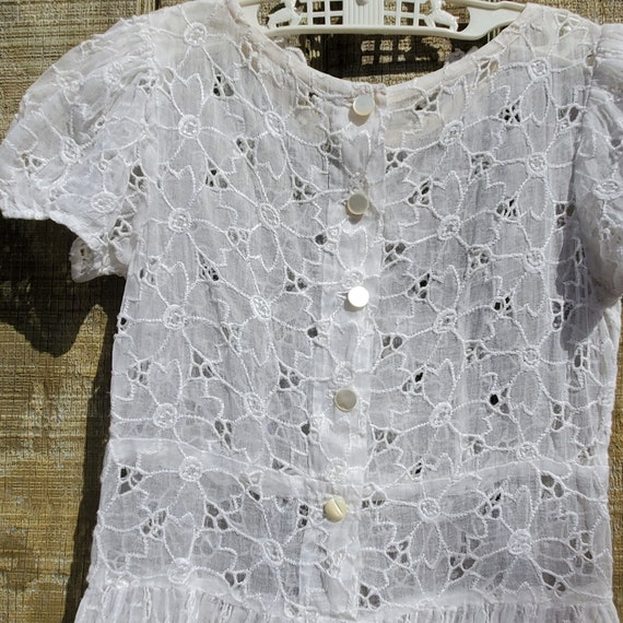 Vintage Little Girls White Ruffle Tea Party Lawn … - image 2