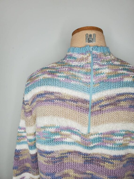 SALE Vintage 80s Kawaii Colorful Pastel Knit Mock… - image 8