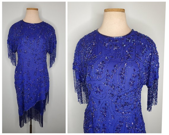 Vintage 80s Blue Silk Dolly Parton Country Glam B… - image 2