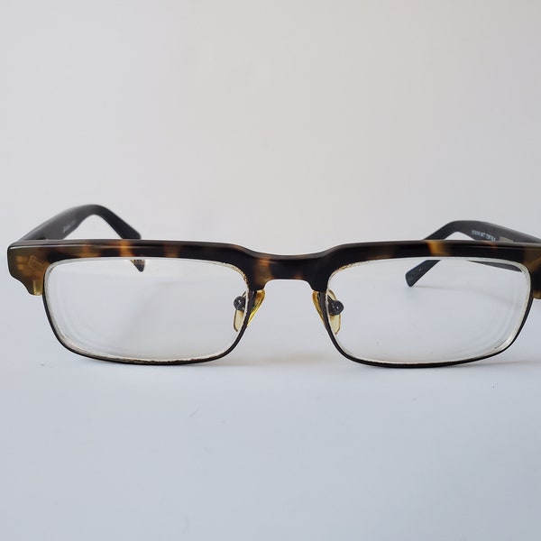 Vintage 90s Eddie Bauer Thick Horn Rim Rectangle Eyeglasses Eyeglass Frames 50/18/140 Tortoise Black 8268