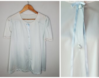 Chemise de nuit chemise de nuit chemisier boutonnée en dentelle rétro vintage, haut 40