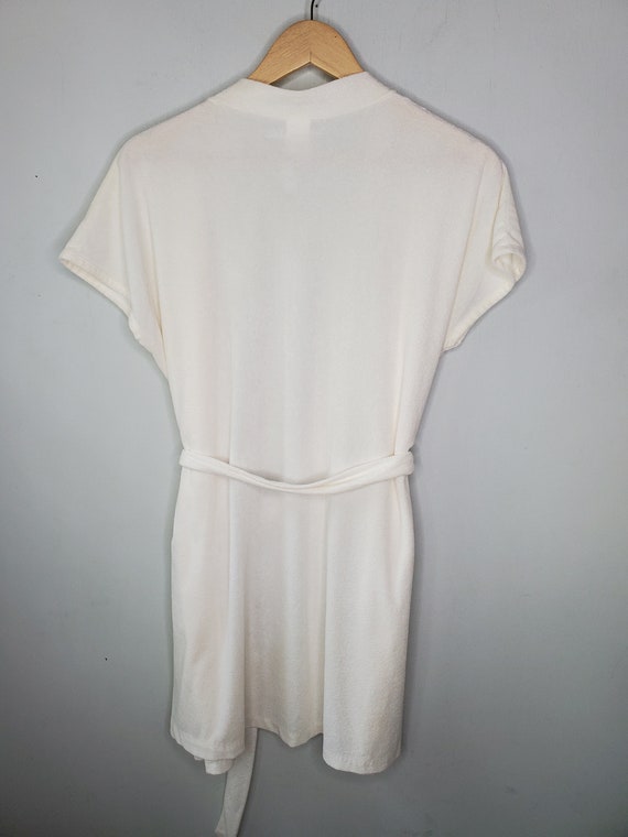 Vintage 60s Retro Short White Lace Terrycloth Bea… - image 3