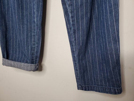 Vintage 90s Lizwear Blue & White Striped High Wai… - image 9