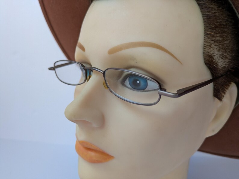 Vintage Small Rectangular Metal Rim Eyeglasses Square Reading Glasses ...