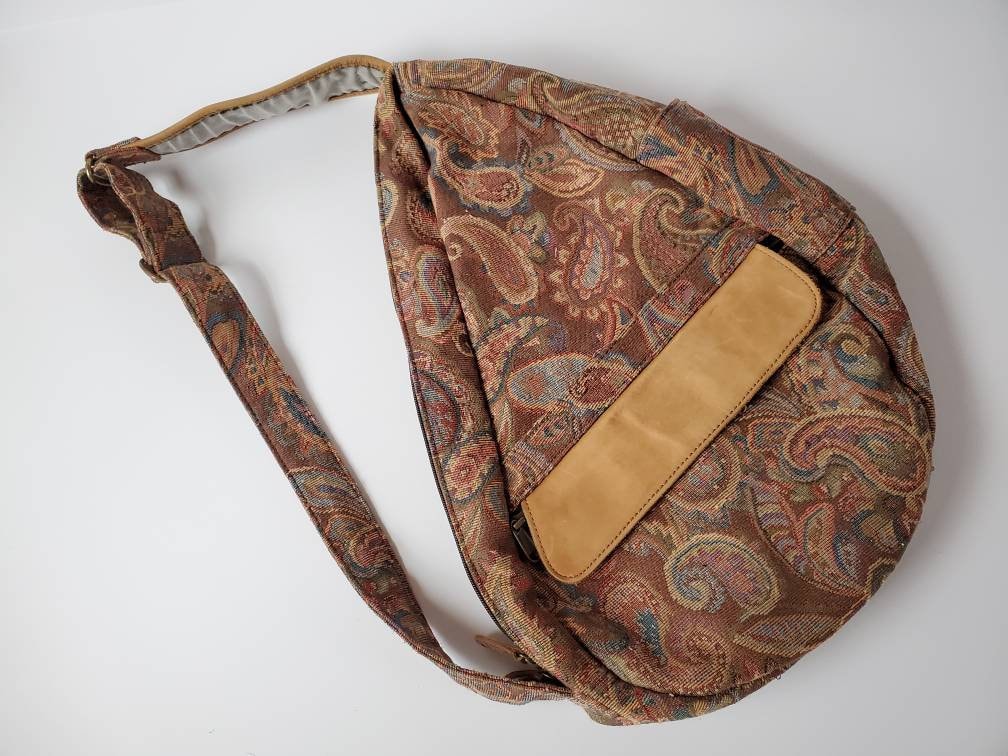 Vintage 90s L.L. Bean Ameribag Paisley Tapestry Sling Shoulder Bag Backpack Vintage LL Bean AmeriBag Sling Backpack Purse Tapestry  main image 2