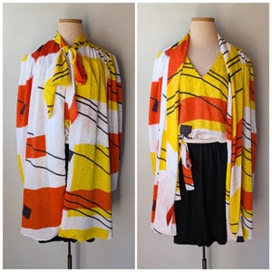 Vintage 80er Jahre Abstrakt Print Artsy 3 Teiliges Passendes Outfit Oversized Jacke Kleid Erica Scott