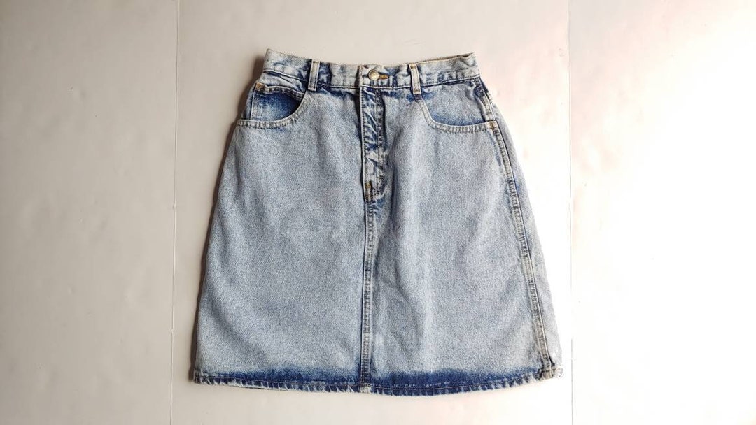 Vintage 90s Palmettos Acid Wash Denim Short Knee Length Skirt - Etsy