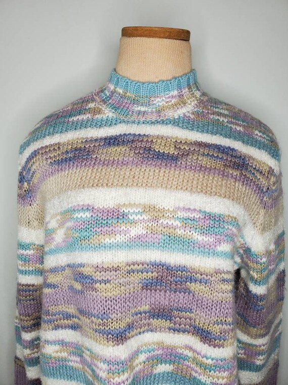 SALE Vintage 80s Kawaii Colorful Pastel Knit Mock… - image 5