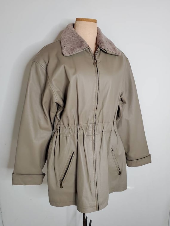 Vintage 1980s Women's Gray Leather with Detachabl… - image 8