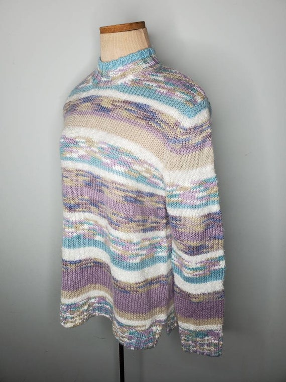 SALE Vintage 80s Kawaii Colorful Pastel Knit Mock… - image 3