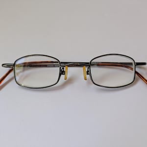 Vintage Small Square Rectangular Eyeglasses Metal Rim Eyeglass Frames YAHOO Deep Blue