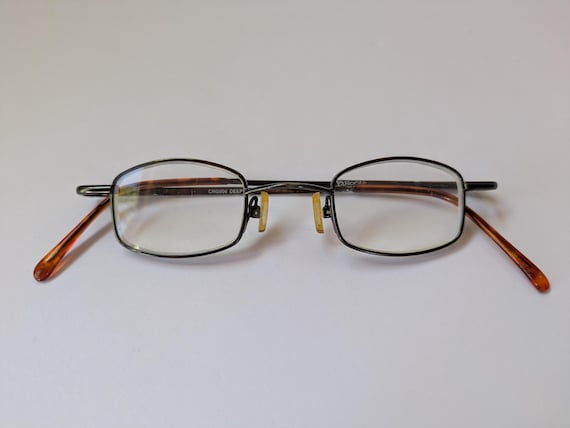 Vintage Small Square Rectangular Eyeglasses Metal… - image 1