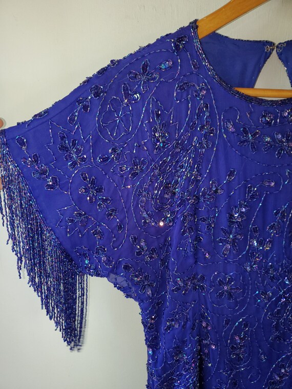 Vintage 80s Blue Silk Dolly Parton Country Glam B… - image 6