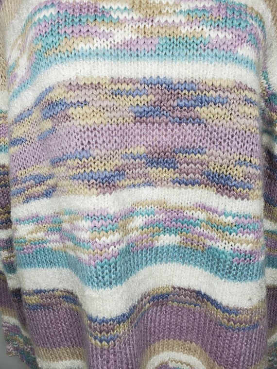SALE Vintage 80s Kawaii Colorful Pastel Knit Mock… - image 6