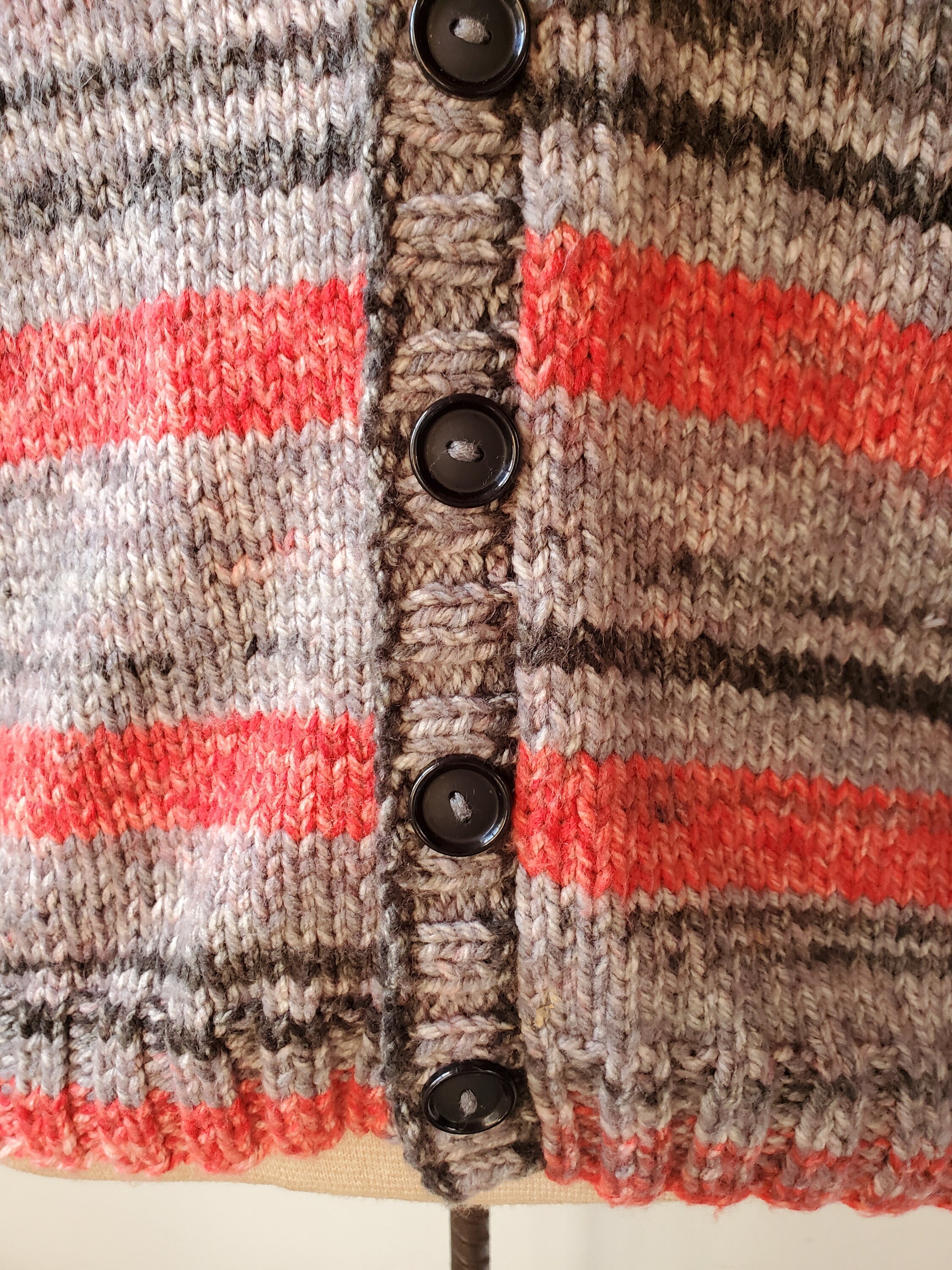 Vintage Handmade Rockabilly Striped Tight Cardigan Sweater Womens  