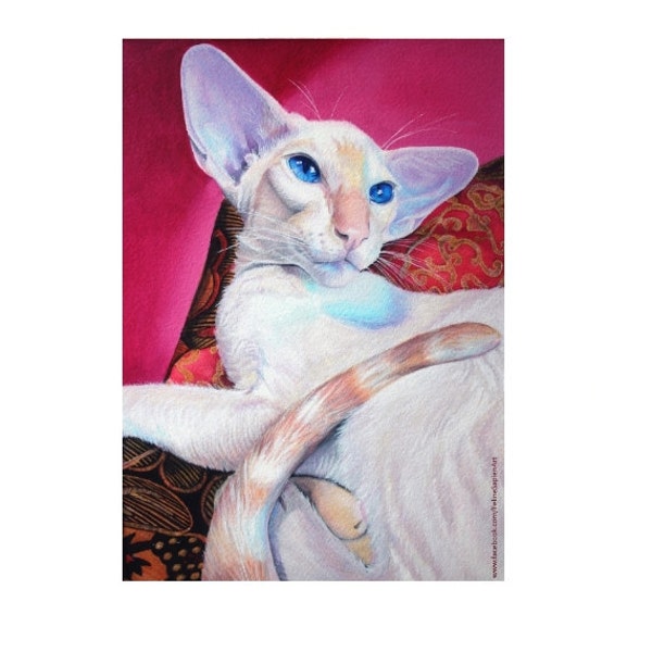 Siamese Cat Original Painting Print. Red Flame Point Siamese Cat Giclee Print