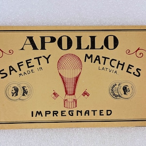 Vintage Antique Matchbox Label Sign Ephemera Apollo Advertising