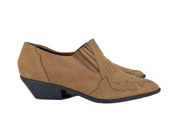 Size 8.5 Brown Western Booties for Women / Rodeo Shoes / Vintage Western Ankle Boots / Brown Ankle Boots // 0988