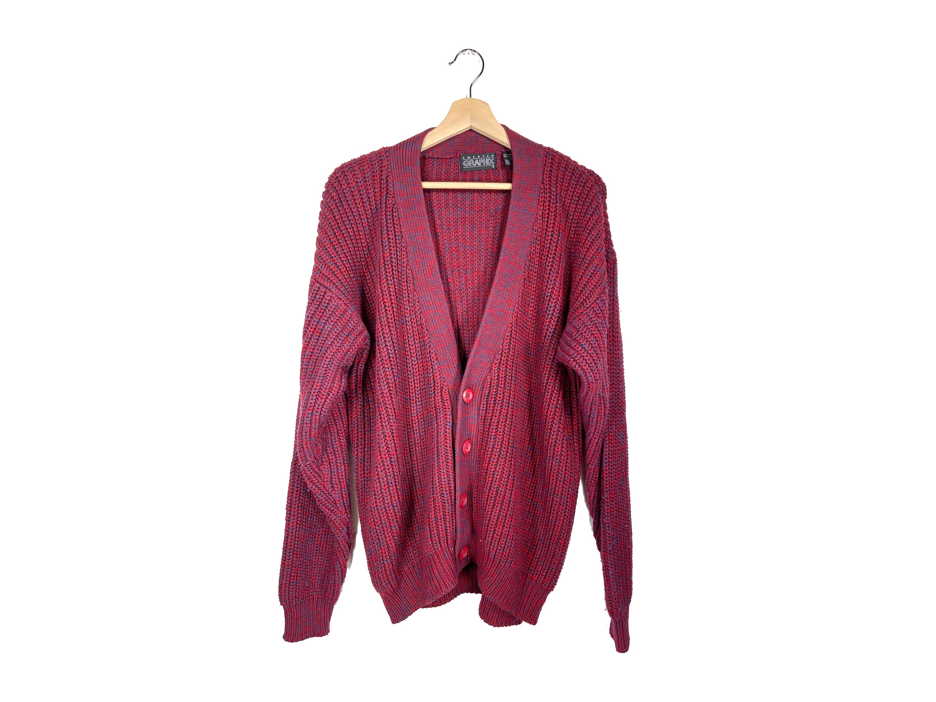 Men's Medium Vintage Cardigan // Maroon Cardigan Sweater - Etsy Canada