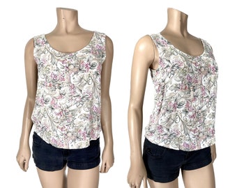White Rayon Tank Top by Rampage // 90s Rayon Sleeveless Shirt // White Tank Top // 1170